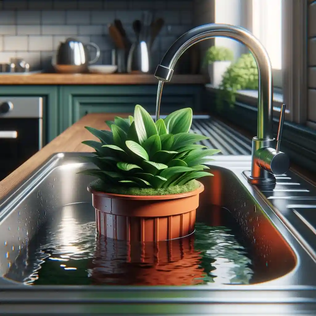 How to Water Houseplants watering from below kitchen sink