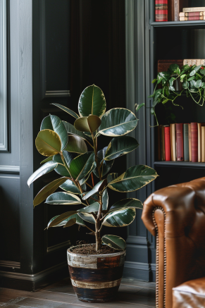 A variety of green houseplants in small pots on a shelf. Great for freshening up any new home space with natural beauty.